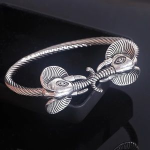 New Antique Silver Elephant Bangle
